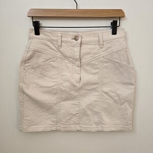 Wilfred Free Aritzia Beige Mini Denim Skirt Size 6 Stretch Cotton Utility Skirt